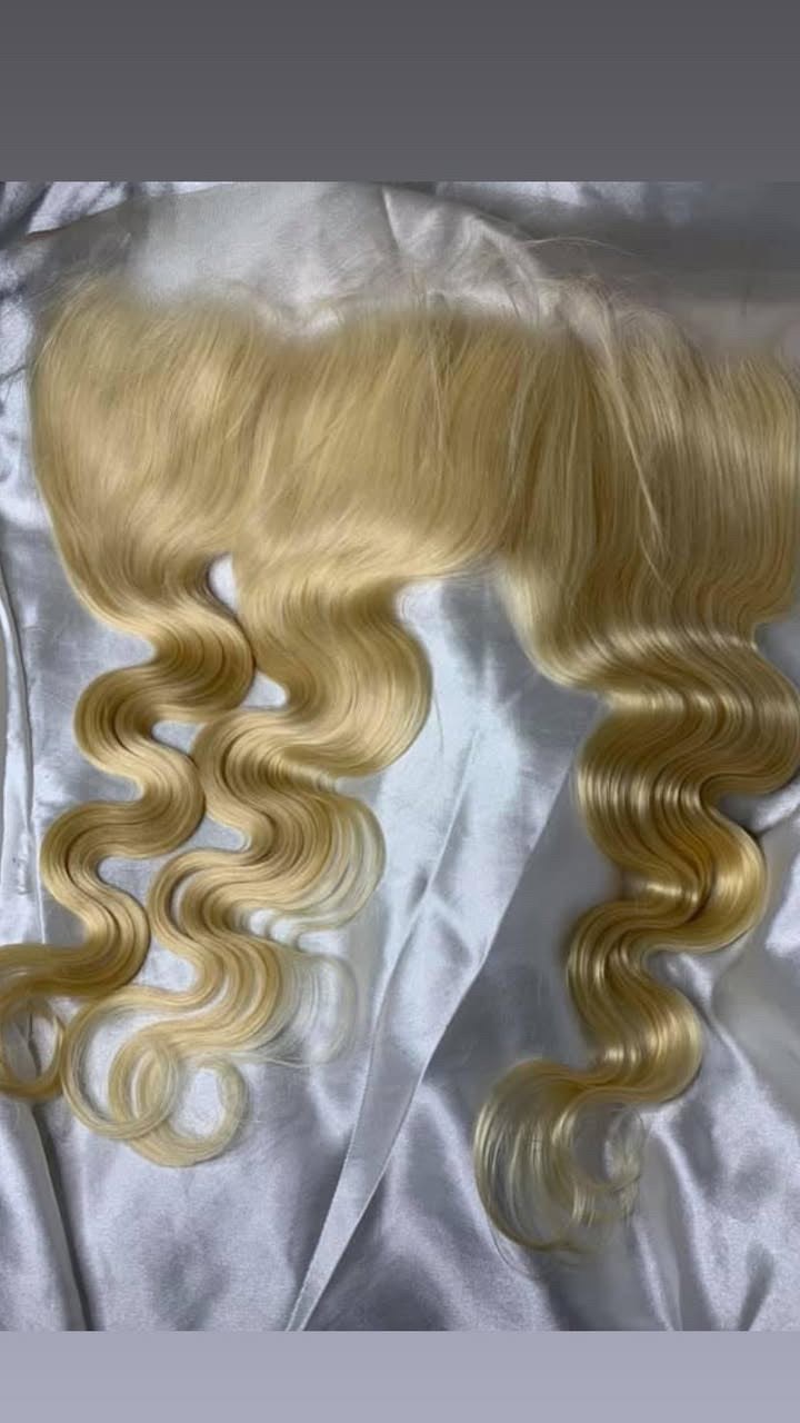 613 Blonde Body Wave 3 Bundles with 13x4 Frontal