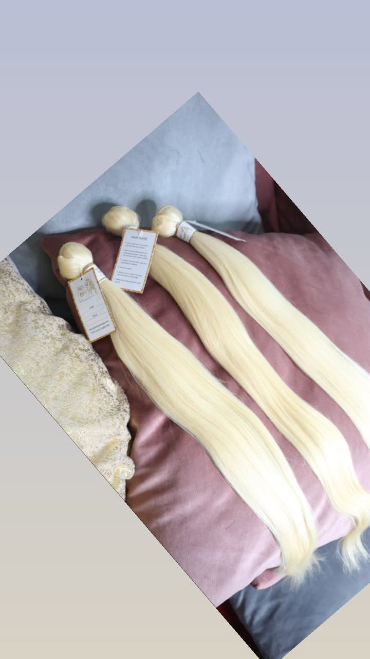 613 Blonde Straight 3 Bundles with 13x4 Frontal