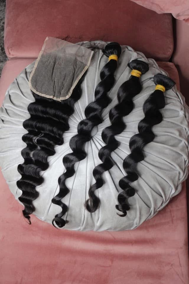 Loose Deep Wave 3 Bundles with 4x4 Closure